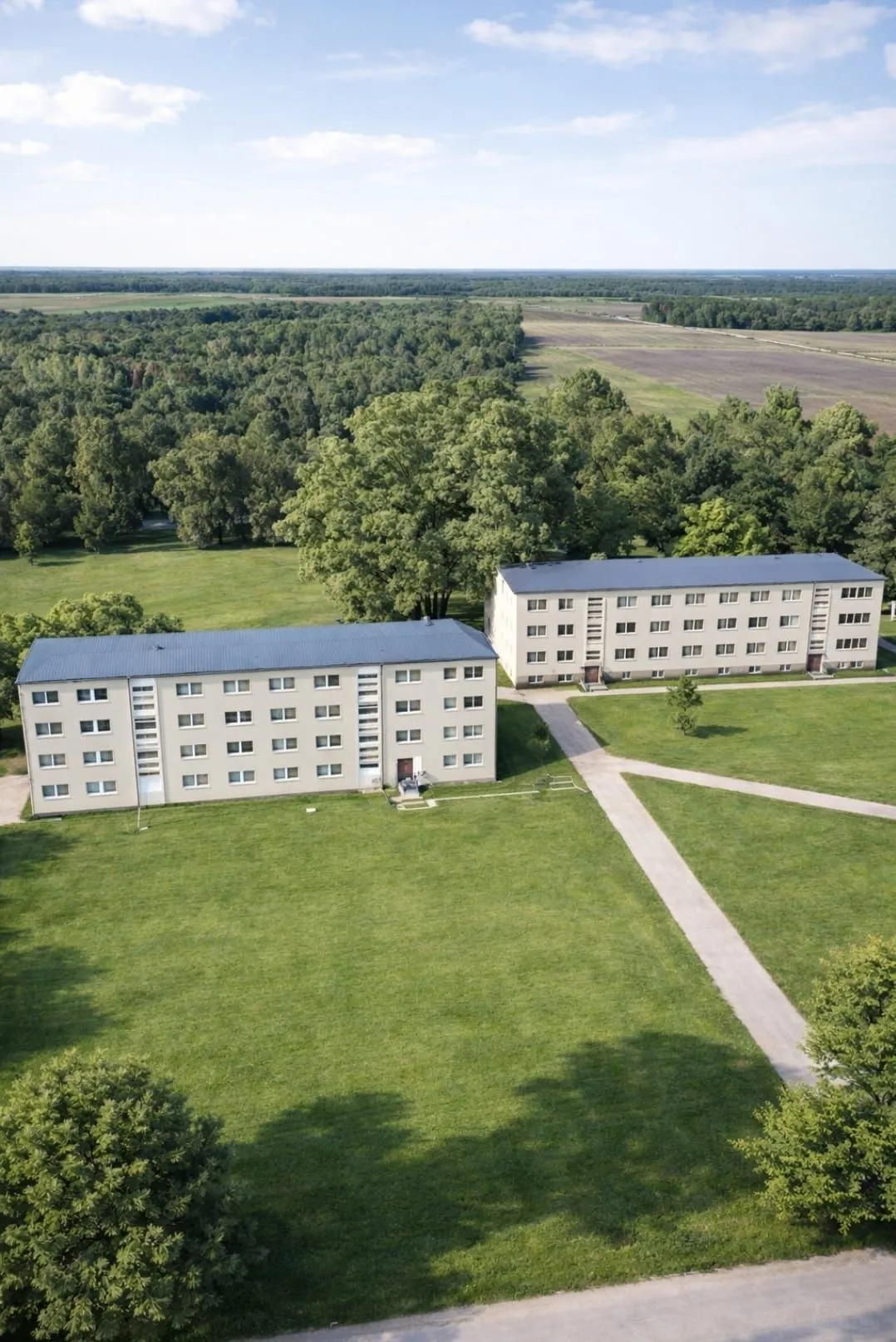 Šiandien: teritorija iš oro – du gyvenamieji korpusai Liepų alėjoje